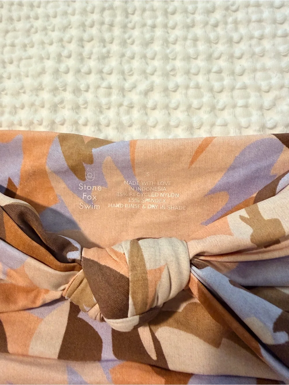 Stone Fox Swim Two-Piece Bandeau Bikini Set in Brown & Lavender Camo Size S